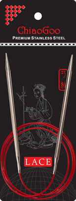 Actual product image ChiaoGoo Circulars RED LACE stainless steel