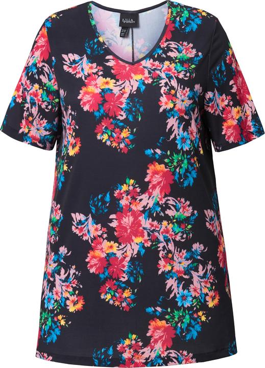 Actual product image Ulla Popken Floral Matte Jersey Short Sleeve Knit Swing Tunic (62)