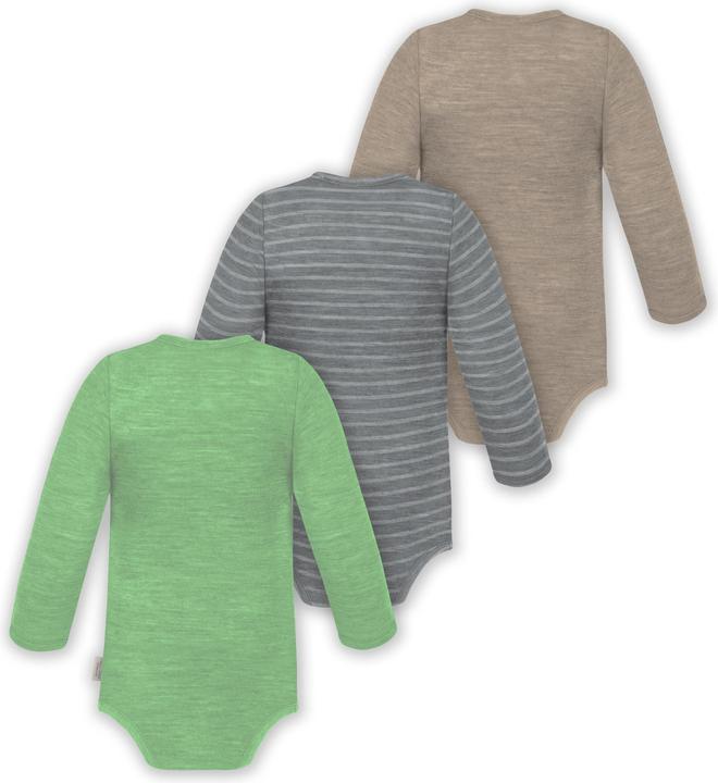 Actual product image Normani 3-pack baby merino long sleeve wrap bodysuit for boy and girl - 9355 (86)