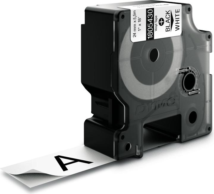 Produktbild Dymo Rhino 24mm schwarz auf weiß Vinyl (2.40 cm, Weiss)