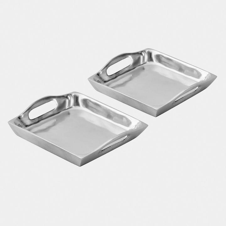 Produktbild Loberon Tablett 2er Set Grélomiane silber