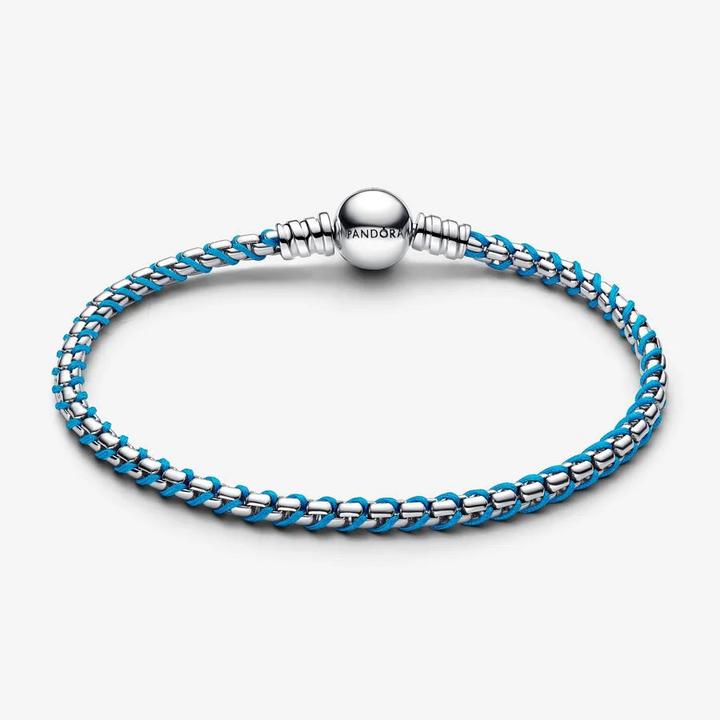 Immagine prodotto Pandora Bracciale a catena con cordoncino blu (18 cm, Tessuto, Argento 925)