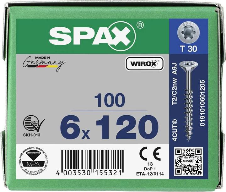 Actual product image Spax Chipboard screws SK T30 6,0x120 mm (100 Screws per piece)