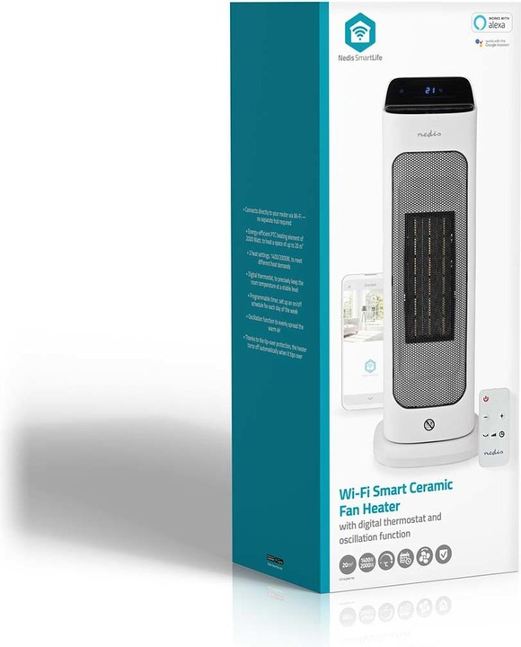 Immagine prodotto Nedis Termoventilatore SmartLife in ceramica PTC | Wi-Fi | 2000 W | 2 impostazioni di calore | (2000 W)