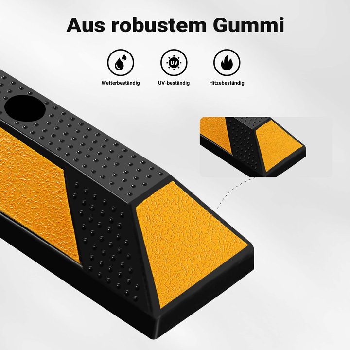Produktbild Wiltec Radstopper 165x15x10cm Einparkhilfe Gummi Anfahrschutz Parkhilfe Garage