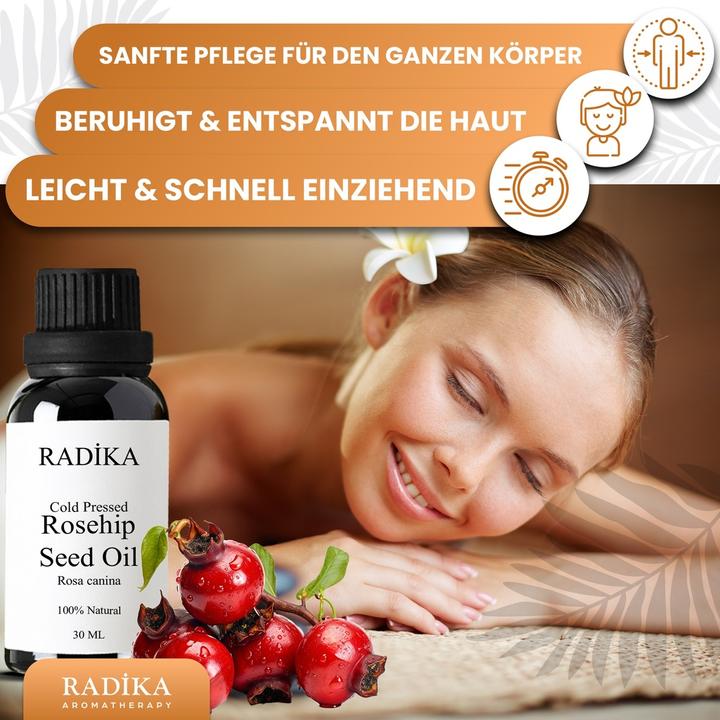 Image du produit Radika Huile de cynorrhodon, pressée à froid, 100% pure, BIO, naturelle, 30 ml (Huile pour le corps, 30 ml)