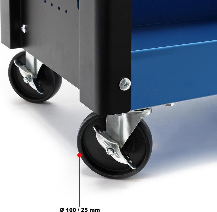 Image du produit Wiltec Servante d‘atelier 3 Niveaux Poignée Roues plastique Frein Étagère Rangement Bord surélevé Chariot (1 x)