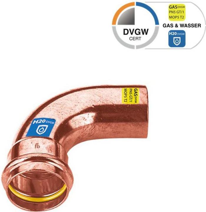 Actual product image Sanpro CUPRESSK Pressfitting copper 90° elbow - bend inside - outside, size V 22 (Press connection)