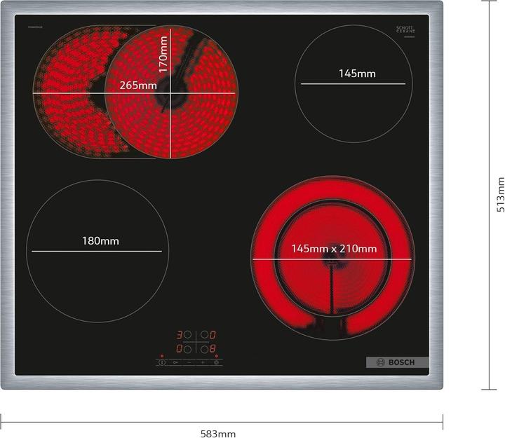 Produktbild Bosch Hausgeräte PKN645BA2E (58.30 cm, Glaskeramik Kochfeld)