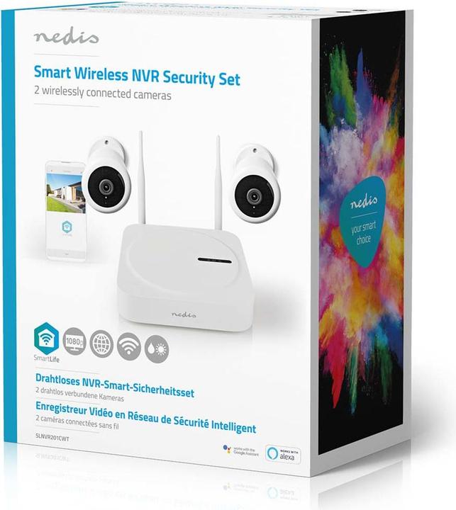 Produktbild Nedis SmartLife Drahtloses Kamerasystem 2X Kamera Full HD mit Nachtsicht, IP65, SLNVR201CWT (1920 x 1080 Pixels)