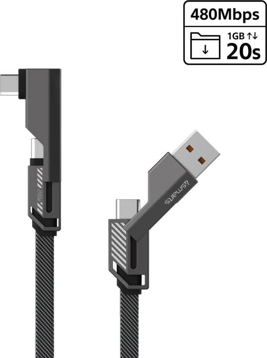 Actual product image 4smarts USB-C Kabel ComboCord Flat Right Angle (1.50 m, USB 2.0, 240 W)