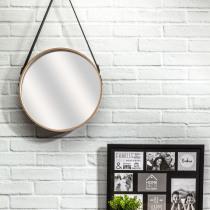Image du produit Home Deco Factory miroir rond avec anse pu bois 40cm (40 cm)