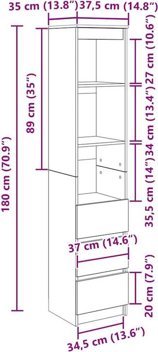 Image du produit vidaXL Highboard (37.50 x 35 x 180 cm)