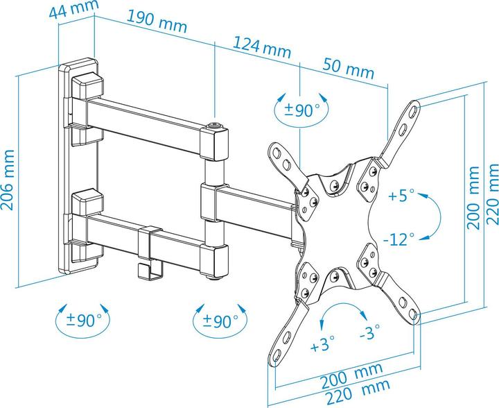 Actual product image Tooq Technology LP2142TNL-B TV mount 106.7 cm (42"" ) Black (Wall, 42", 20 kg)