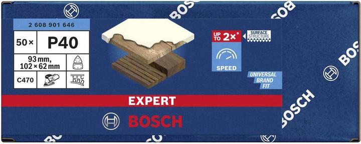 Actual product image Bosch Professional Zubehör EXPERT C470 Sandpaper 102 x 62/93 mm, G 40, 50 pieces (G 40)