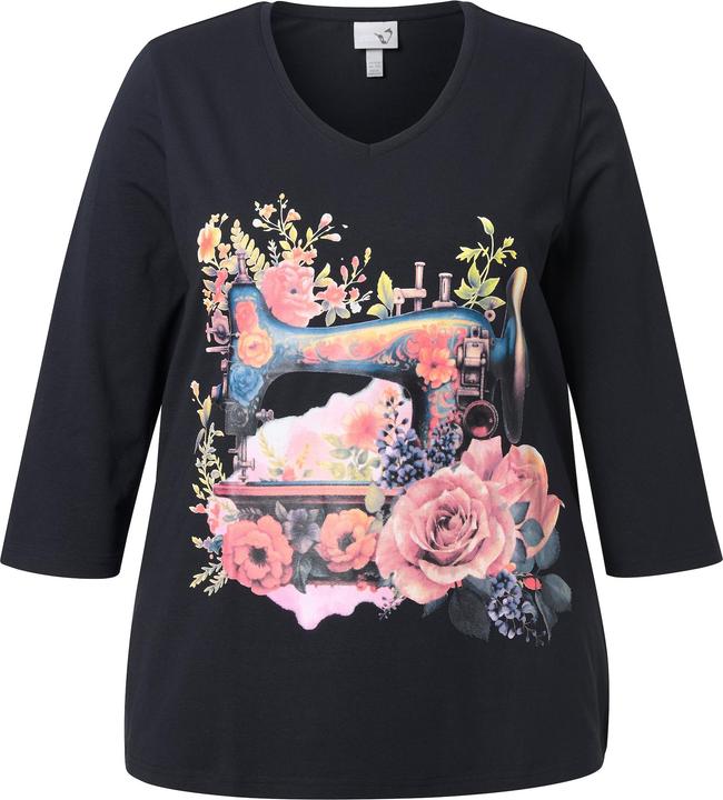Actual product image Ulla Popken Sewing Machine 3/4 Sleeve Graphic Tee (42, 44)