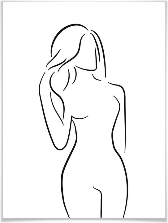 Produktbild Trenddeko Lineart - Weibliche Kurven (60 x 80 cm)