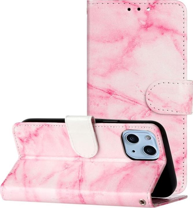 Produktbild Ueli Express iPhone 13 Mini Buch Etui Tasche mit Kartenfach Marmor Rose Pink (Apple iPhone 13 mini)