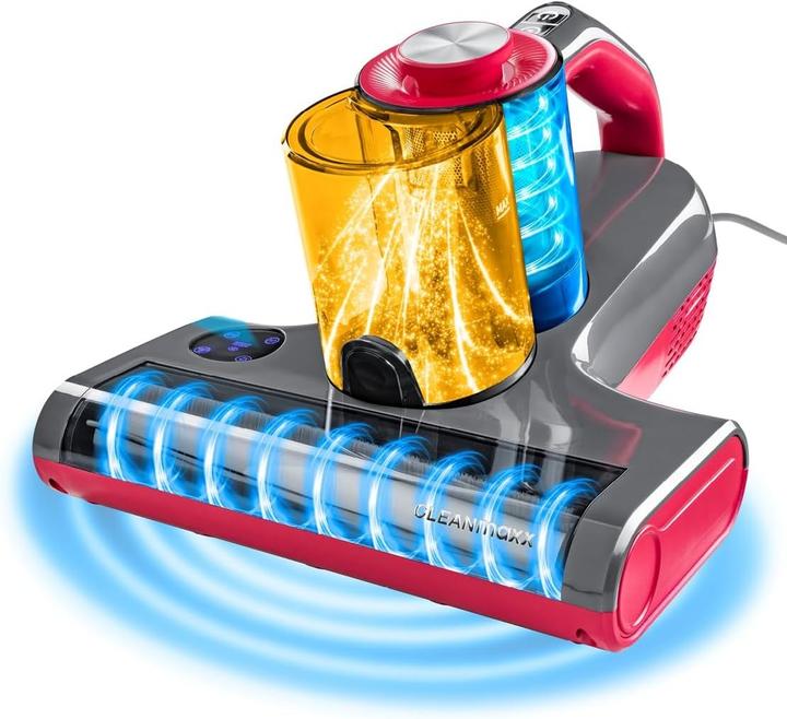 Immagine prodotto CleanMaxx Aspirapolvere rotante per acari con luce UV-C e filtro HEPA, elimina il 99% di acari e batteri