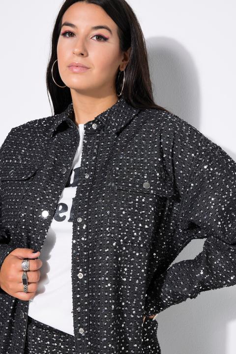 Produktbild Studio Untold Hemd, oversized, Pailletten, Jeanslook (54)