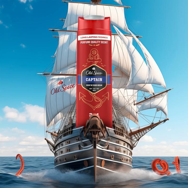 Produktbild Old Spice 3 In 1 Captain - Duschgel + Shampoo (400 ml)