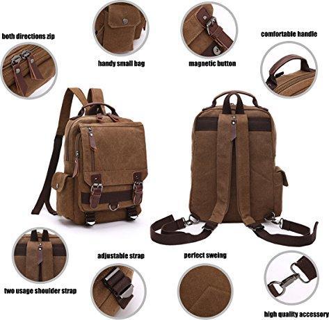 Produktbild Only-Bags.Store Vintage Rucksack Rucksack Leinwand Tasche Bote Tasche für Arbeit und Schule