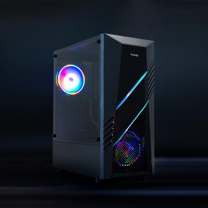 Immagine prodotto Tooq Technology Boitier Moyen Tour ATX TooQ BioHazard TQGCC102 RGB avec panneau vitré (Noir) (mATX, Mini-ITX, ATX)