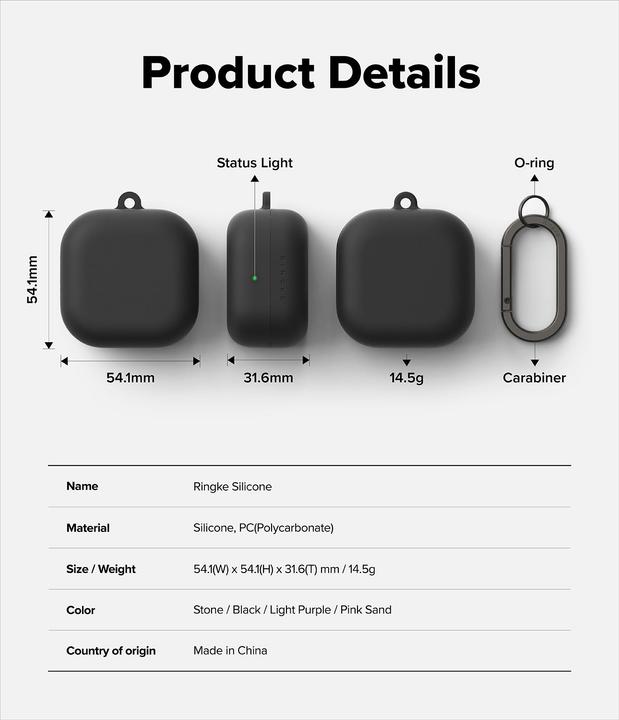 Produktbild Ringke - Silicone - Xiaomi Redmi Buds 4 Pro - Black (Ladecase Hülle)