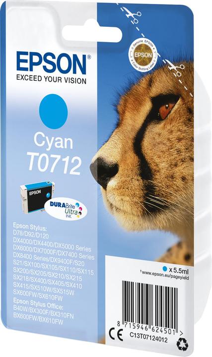 Actual product image Epson T0712 - 5.5 ml - cyan - original - blister pack (C)