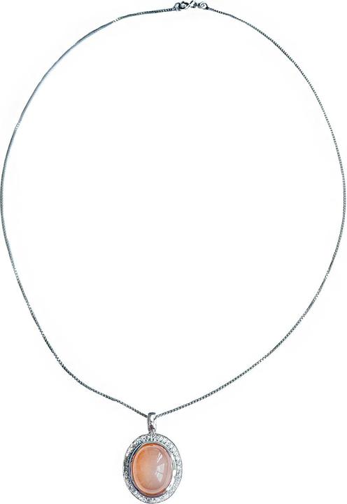 Immagine prodotto Xen Ciondolo con catena Pietra di luna color pesca cabochon 45 cm Argento 925 (Argento 925, 45 cm)