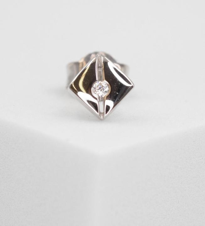 Immagine prodotto Muau Orecchini singoli in oro bianco 750 Zirconia 7 mm (Oro 750/18 K)