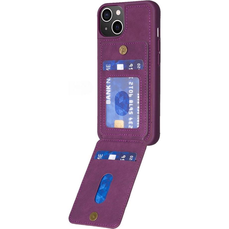 Thumbnail - Cover-Discount iPhone 15 Plus - Kickstand Case mit Kartenfächer violett (Apple iPhone 15 Plus), Smartphone Hülle, Violet...