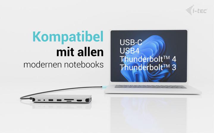 Actual product image i-tec USB-C Nano 3x LCD Dock (USB-C, 9 Ports)