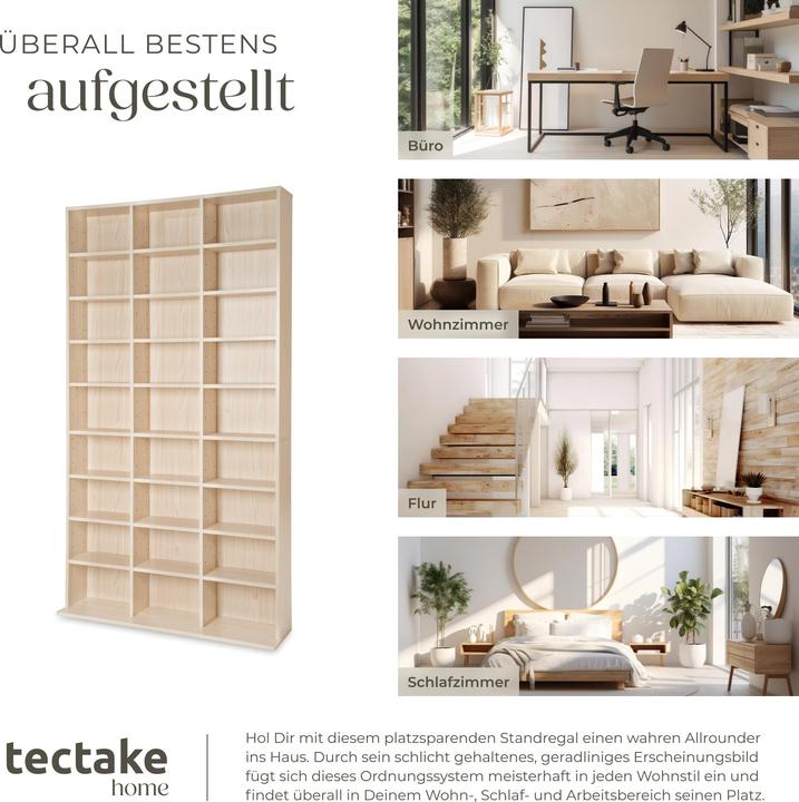 Image du produit tectake Meuble Range CD DVD (102 x 23,5 x 180 cm)