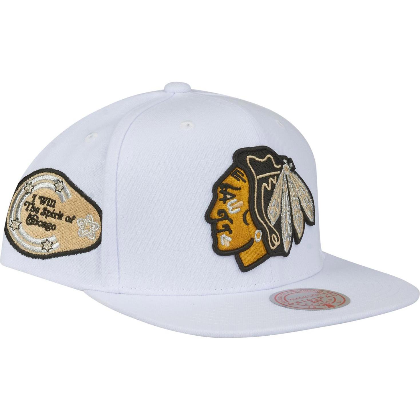 Mitchell & Ness, Herren, Cap, White Chicago Blackhawks, Weiss, (One Size)