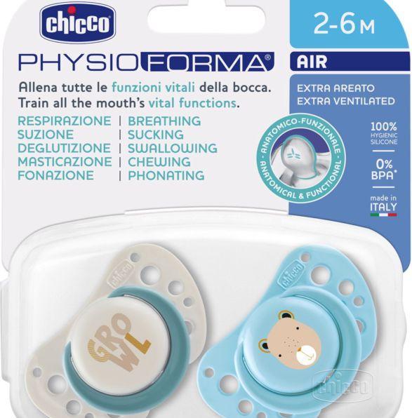 Chicco Physiological soother PHYSIOFORMA AIR silicone mini Blue Mix 0-6m CASE Italian (2x, 0 - 6 Months)