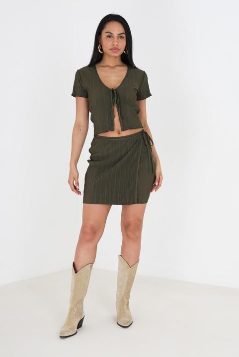 Immagine prodotto Brave Soul Donna/Ladies Marilyn Plisse Top con laccetti sul davanti (XS)