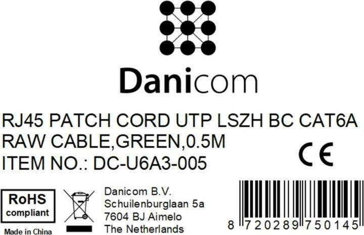 Produktbild Dsit CAT6a Netzwerkkabel 100% Kupfer (U/UTP, CAT6a, 0.50 m)