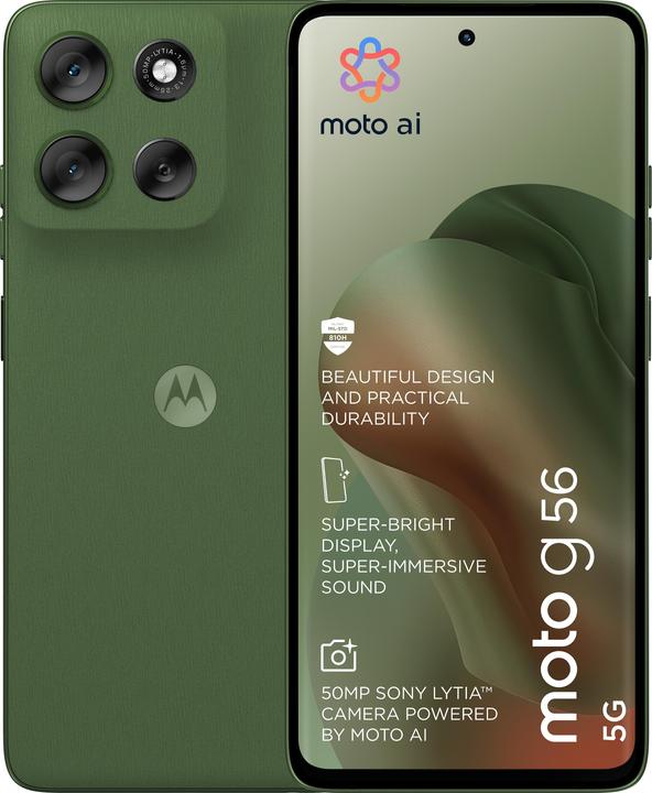 Actual product image Motorola MOTO G56 5G DS 8+256 TIM DILL (256 GB, Dill, 6.72", Dual SIM)