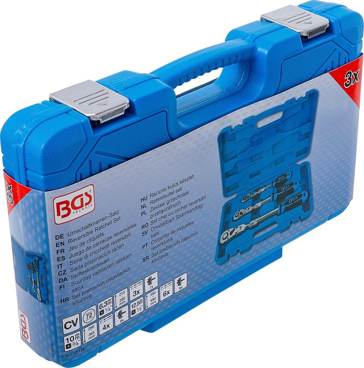 Produktbild BGS Umschaltknarren-Satz ausziehbar, abwinkelbar 6,3 mm (1/4") - 10 mm (3/8") - 12,5 mm (1/2") 3-tl (3/8", 1/4", 1/2")