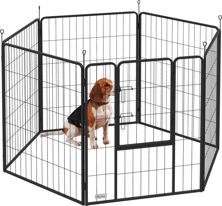 Actual product image PawHut Welpenauslauf Stahl Schwarz (Dog kennel)
