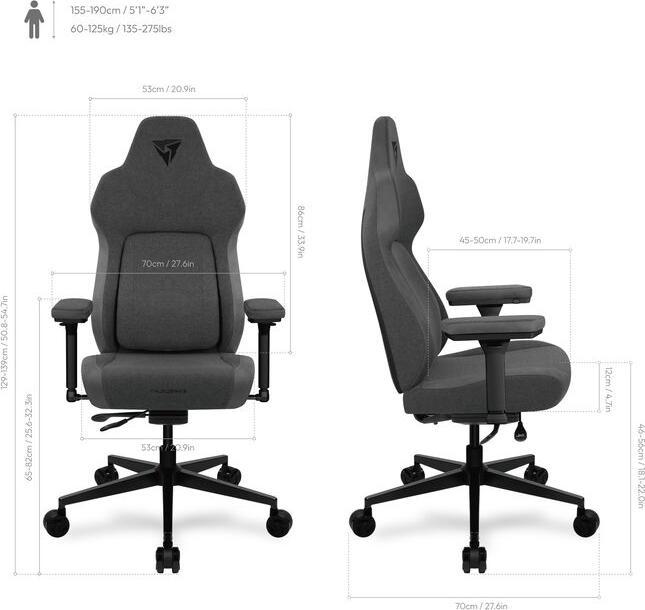Produktbild Thunder X3 ThunderX3 CORE Smart Gaming Stuhl - Loft Dark Grey