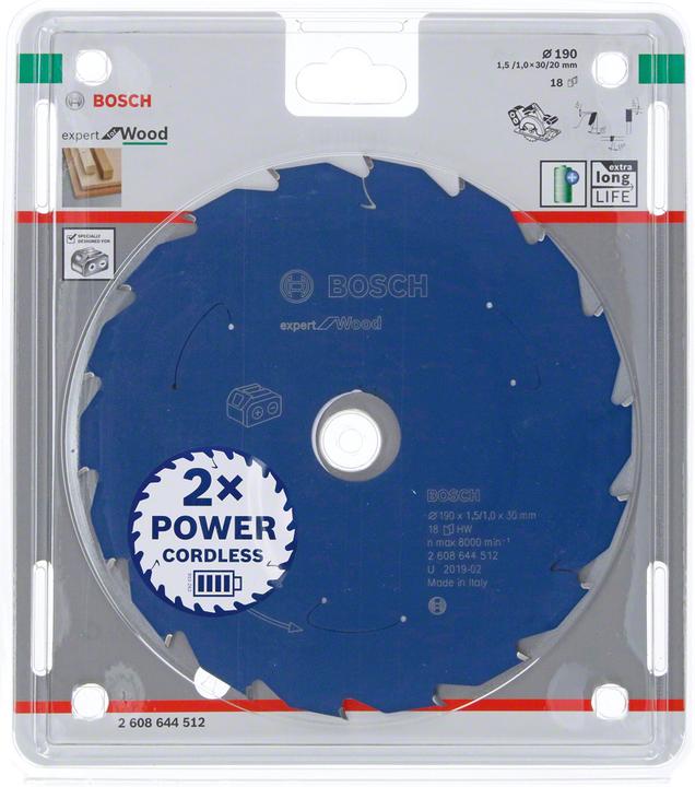 Actual product image Bosch Professional Zubehör Cordless circular saw blade Expert for Wood, 190 x 1.5/1 x 30, 18 teeth