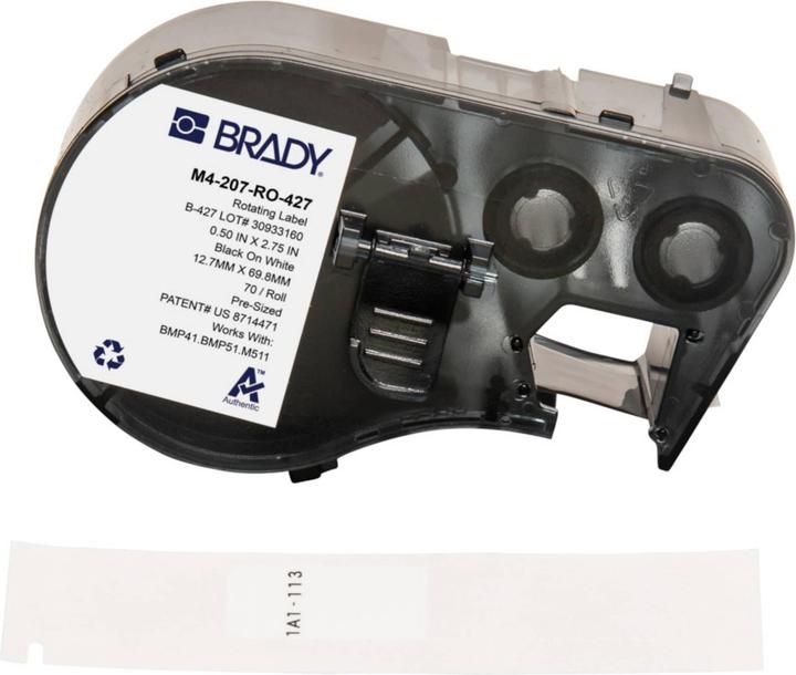 Image du produit Brady Étiquettes enroulables, auto-laminantes, vinyle, 12.7 x 97.79mm, 70pcs, blanc (1.27 cm)