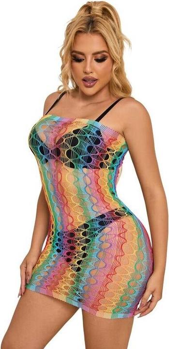 Produktbild Subblime 952365 Rainbow Netz-Bodystocking Mit Freien Schultern Eine Grã–Sse (S)