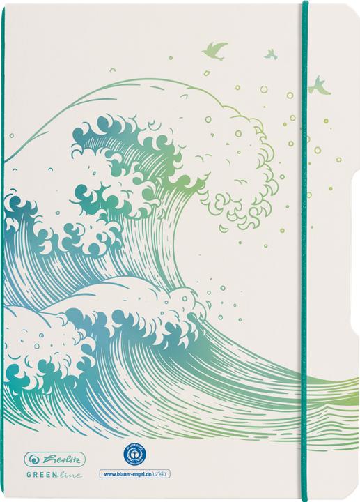 Herlitz Carnet de notes GREENline my.book flex A5, Dot, wave (A5, Pointillés, Couverture souple)