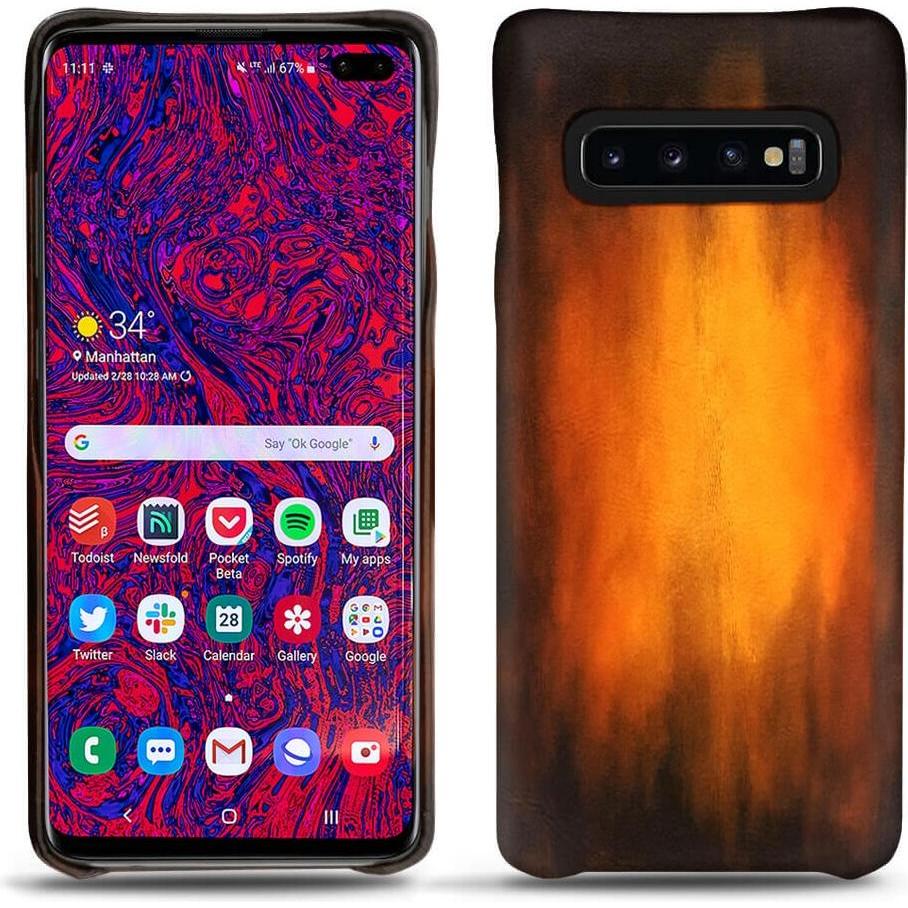 Noreve Lederschutzhülle (Samsung Galaxy S10+), Smartphone Hülle, Violett