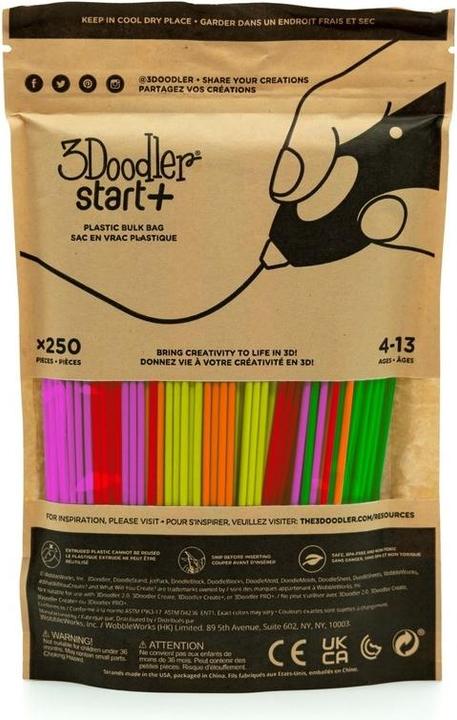 Produktbild 3Doodler Filament Start+ 250 neonrot neonorange neongruen neongelb neonpink/ / Neon Kompostierbarer (2.50 mm, 1 g, Mehrfarbig)