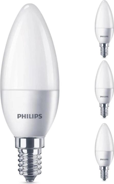 Produktbild Philips LED Kerzenlampe, 4er Set (E14, 5.49 W, 470 lm, 4 x, F)
