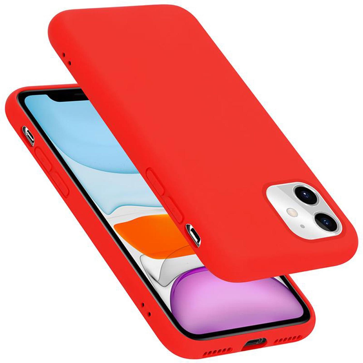 Cadorabo TPU Liquid Silicone Case Cover (Apple iPhone 11), Smartphone Hülle, Rot